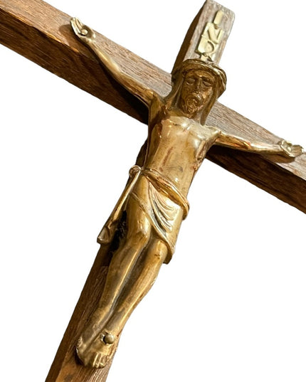 Vintage Crucifix Wood & Metal Catholic Religious Jesus