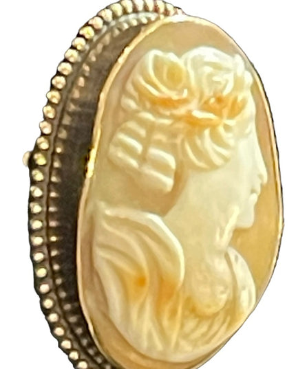 Antique 14K gold (GF?) Victorian Sardonyx Stone Stunning Cameo brooch rope edge
