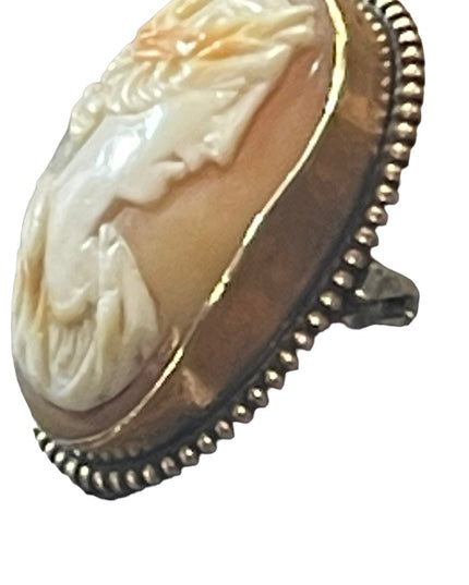 Antique 14K gold (GF?) Victorian Sardonyx Stone Stunning Cameo brooch rope edge