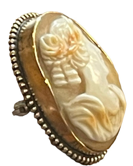 Antique 14K gold (GF?) Victorian Sardonyx Stone Stunning Cameo brooch rope edge