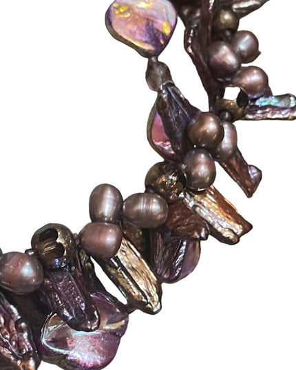 Stunning Purple dyed Baroque & Fresh water pearls 3 strand necklace Lovely!