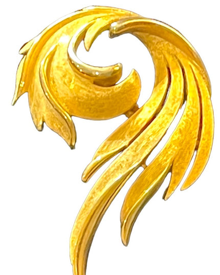 Vintage Brushed gold TRIFARI Fancy leaf brooch