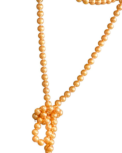Vintage peach shiny high gloss fancy glass pearl long necklace