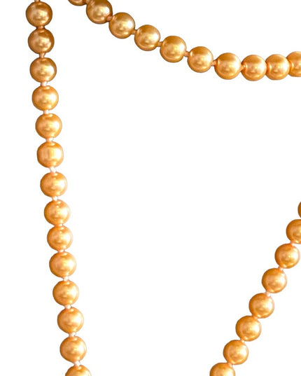 Vintage peach shiny high gloss fancy glass pearl long necklace