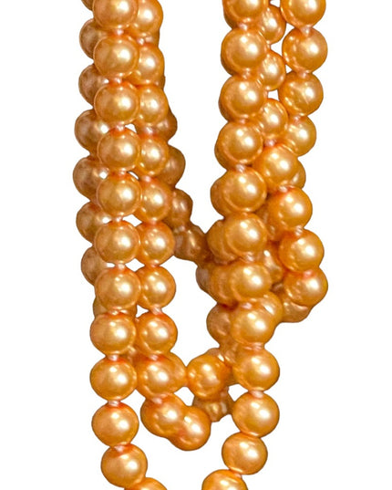 Vintage peach shiny high gloss fancy glass pearl long necklace