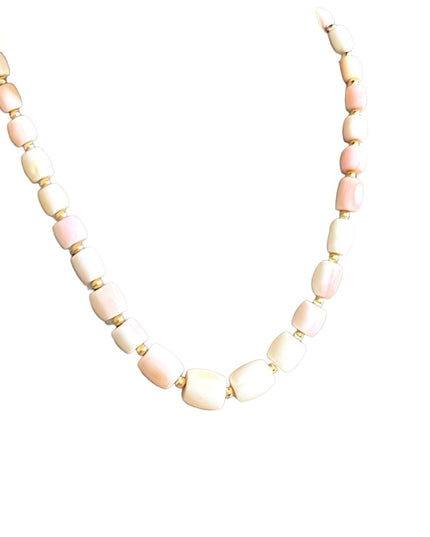 Antique Angel Skin Coral graduated bead necklace Rare