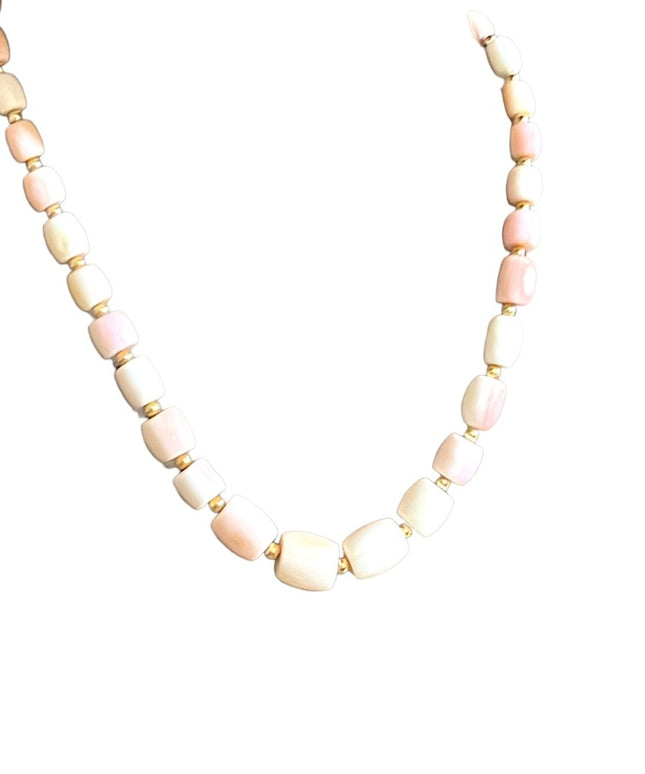 Antique Angel Skin Coral graduated bead necklace Rare