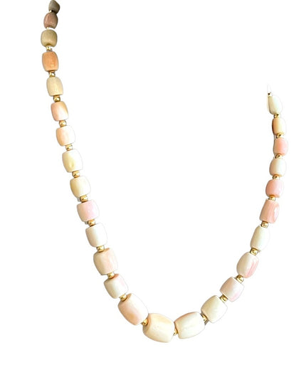 Antique Angel Skin Coral graduated bead necklace Rare