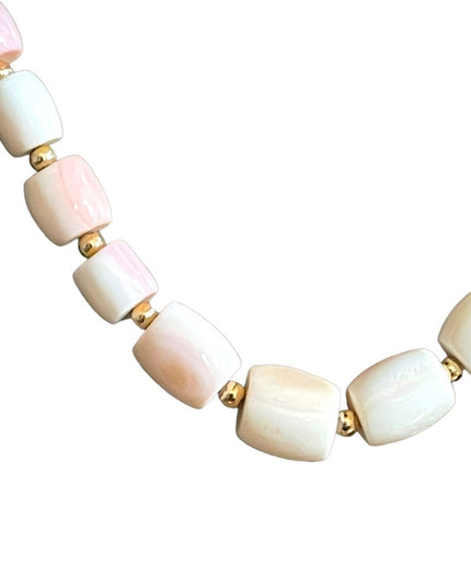 Antique Angel Skin Coral graduated bead necklace Rare