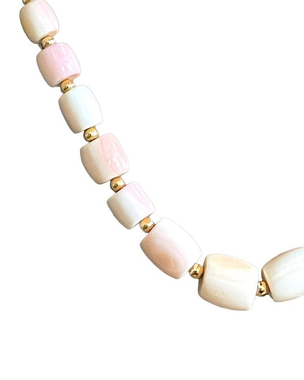 Antique Angel Skin Coral graduated bead necklace Rare