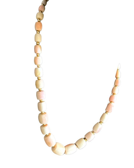 Antique Angel Skin Coral graduated bead necklace Rare