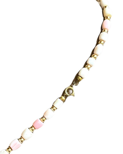 Antique Angel Skin Coral graduated bead necklace Rare