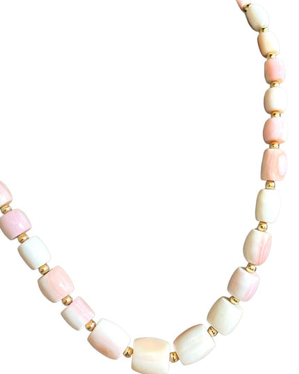 Antique Angel Skin Coral graduated bead necklace Rare