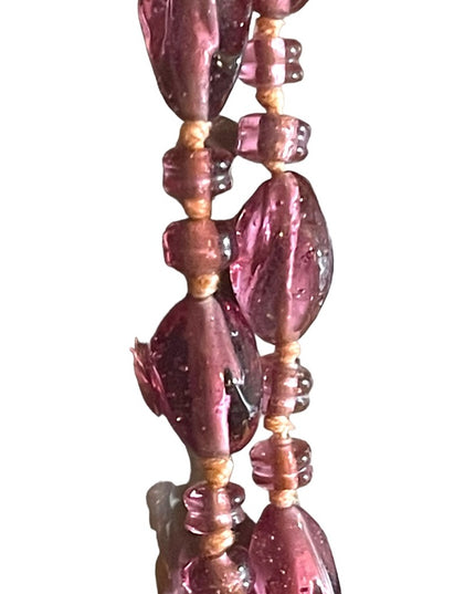 Handmade glass lampwork bead fancy pink glass knotted necklace