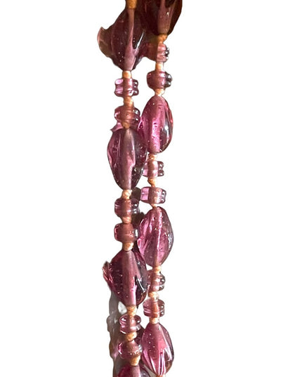 Handmade glass lampwork bead fancy pink glass knotted necklace