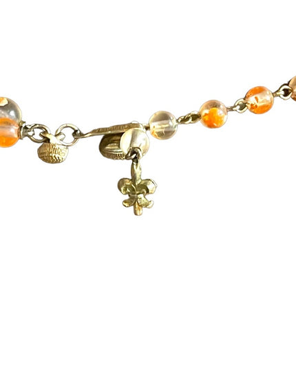 Vintage Fancy orange bead Vendome pumpkin double strand crystal resin necklace