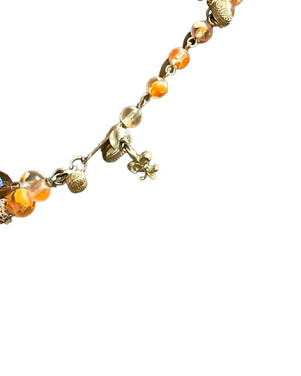 Vintage Fancy orange bead Vendome pumpkin double strand crystal resin necklace