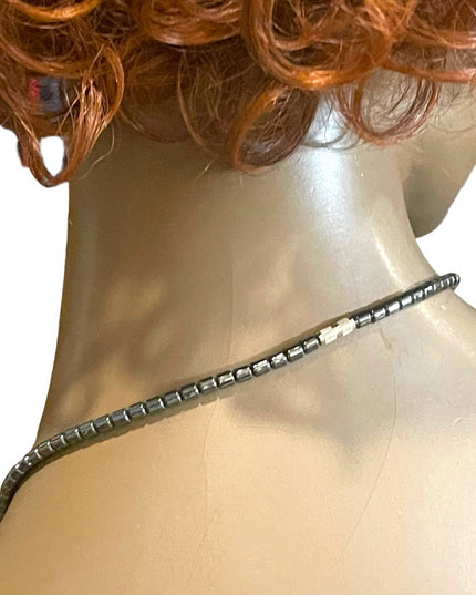 Beautiful Turquois & Hematite Bead Cleopatra necklace Southwestern style