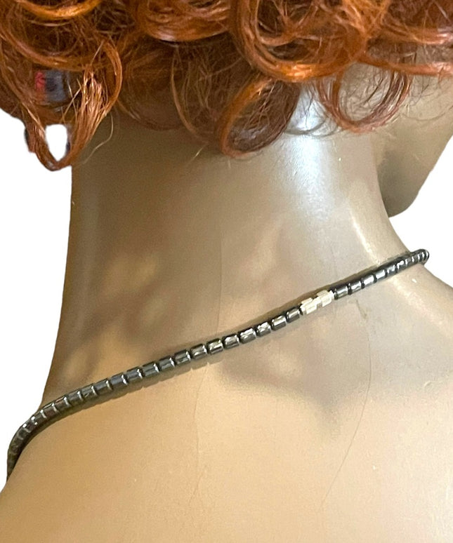 Beautiful Turquois & Hematite Bead Cleopatra necklace Southwestern style