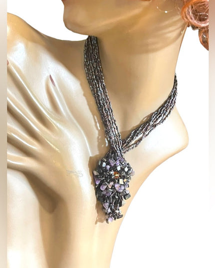 Multi strand seed bead & amethyst lovely Necklace