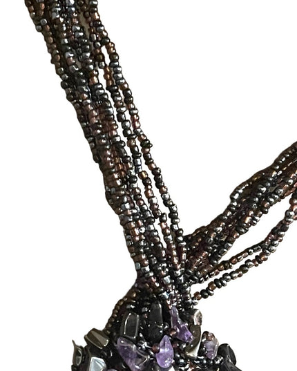 Multi strand seed bead & amethyst lovely Necklace