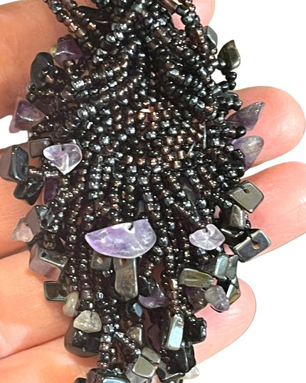 Multi strand seed bead & amethyst lovely Necklace
