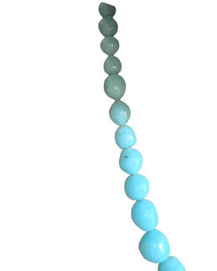 Antique handmade Lampwork sky baby Blue glass graduated bead necklace