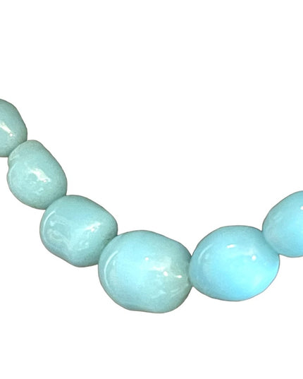 Antique handmade Lampwork sky baby Blue glass graduated bead necklace