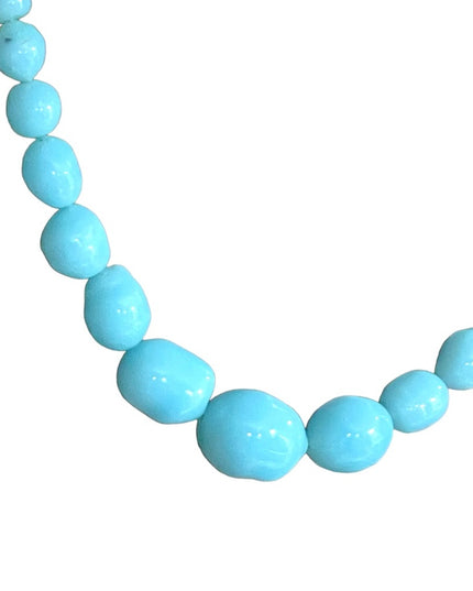 Antique handmade Lampwork sky baby Blue glass graduated bead necklace