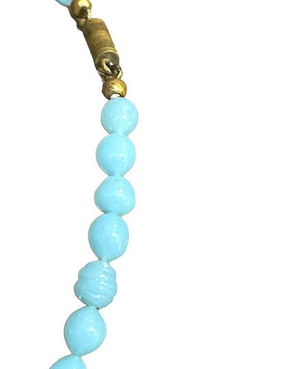 Antique handmade Lampwork sky baby Blue glass graduated bead necklace