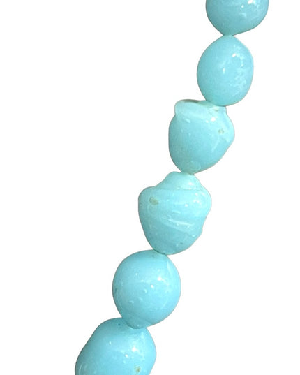 Antique handmade Lampwork sky baby Blue glass graduated bead necklace