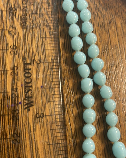 Antique handmade Lampwork sky baby Blue glass graduated bead necklace