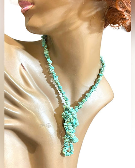 Vintage export dyed howlite faux turquoise Chip long 36”’necklace
