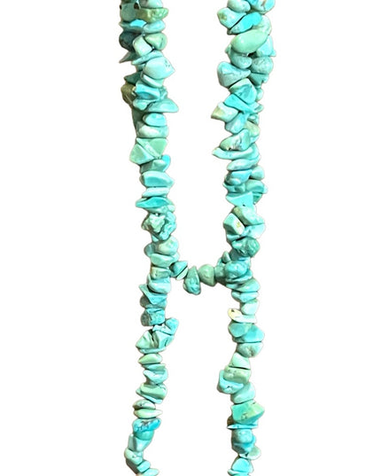 Vintage export dyed howlite faux turquoise Chip long 36”’necklace