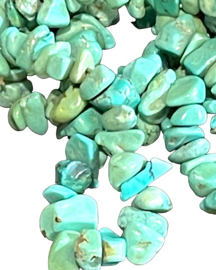 Vintage export dyed howlite faux turquoise Chip long 36”’necklace
