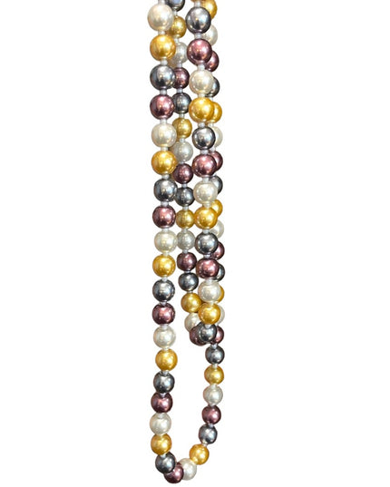 Beautiful heavy large bead multi color long Glass pearl necklace 48” gold purple