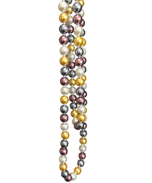 Beautiful heavy large bead multi color long Glass pearl necklace 48” gold purple