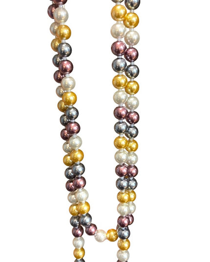 Beautiful heavy large bead multi color long Glass pearl necklace 48” gold purple