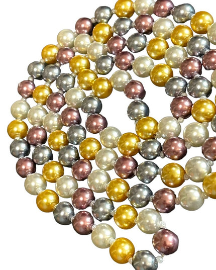 Beautiful heavy large bead multi color long Glass pearl necklace 48” gold purple