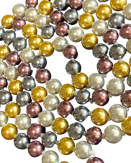 Beautiful heavy large bead multi color long Glass pearl necklace 48” gold purple