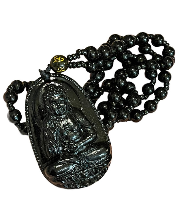 Buddah Black obsidian prayer beads necklace bead