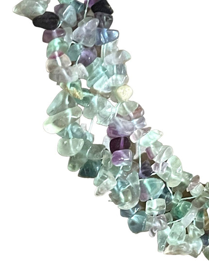 Choker Necklace Rainbow fluorite stone chip chunky handmade import Necklace
