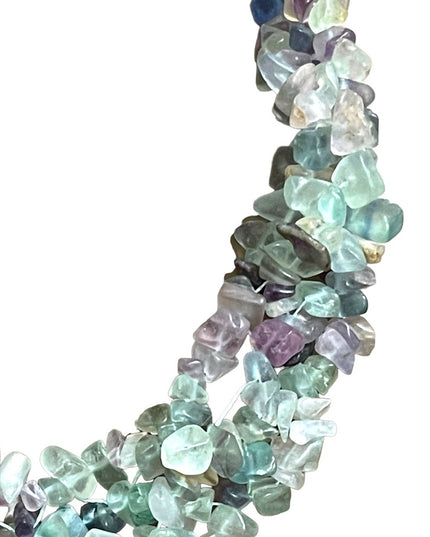 Choker Necklace Rainbow fluorite stone chip chunky handmade import Necklace