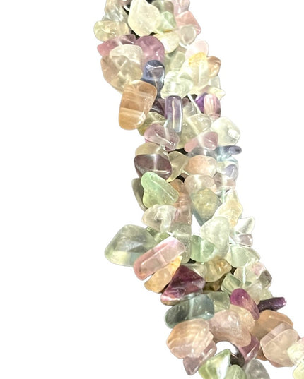 Choker Necklace Rainbow fluorite stone chip chunky handmade import Necklace