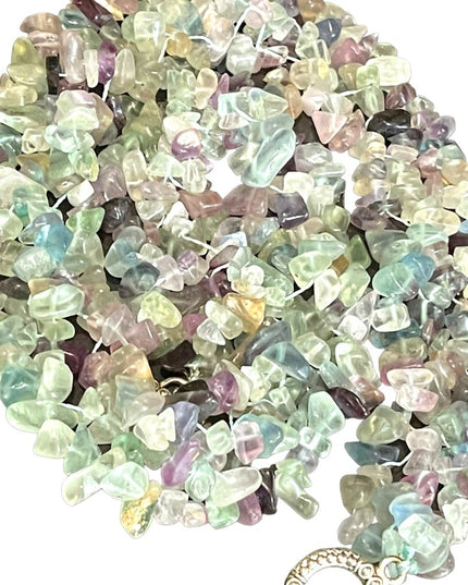 Choker Necklace Rainbow fluorite stone chip chunky handmade import Necklace