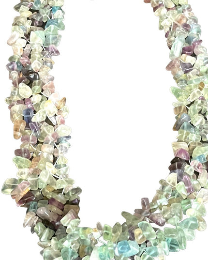 Choker Necklace Rainbow fluorite stone chip chunky handmade import Necklace