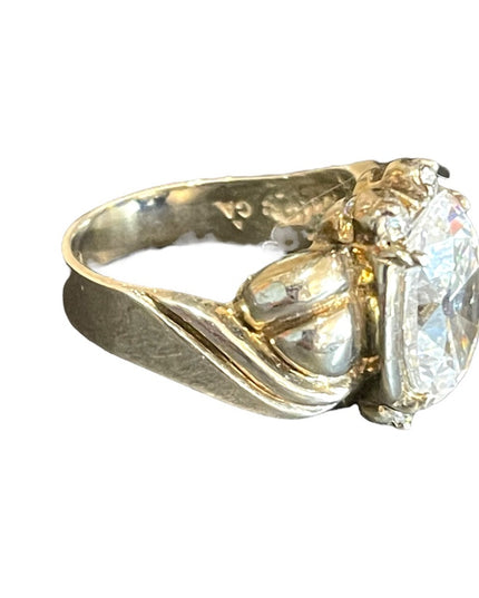 Sterling silver 925 Large CZ Glass chunky ornate design ring sz 9
