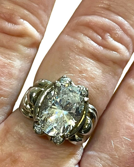 Sterling silver 925 Large CZ Glass chunky ornate design ring sz 9