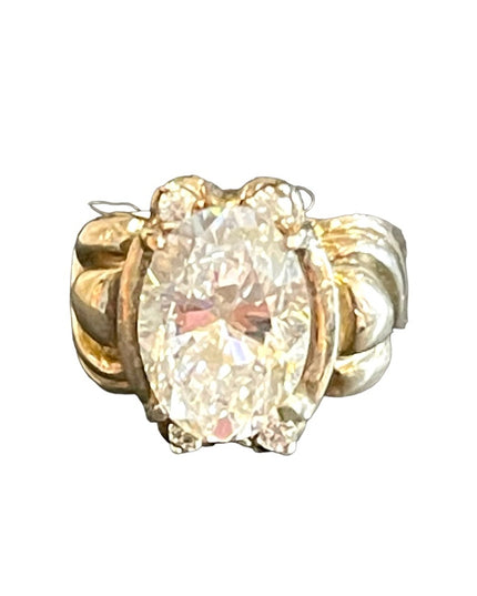 Sterling silver 925 Large CZ Glass chunky ornate design ring sz 9