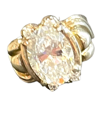 Sterling silver 925 Large CZ Glass chunky ornate design ring sz 9